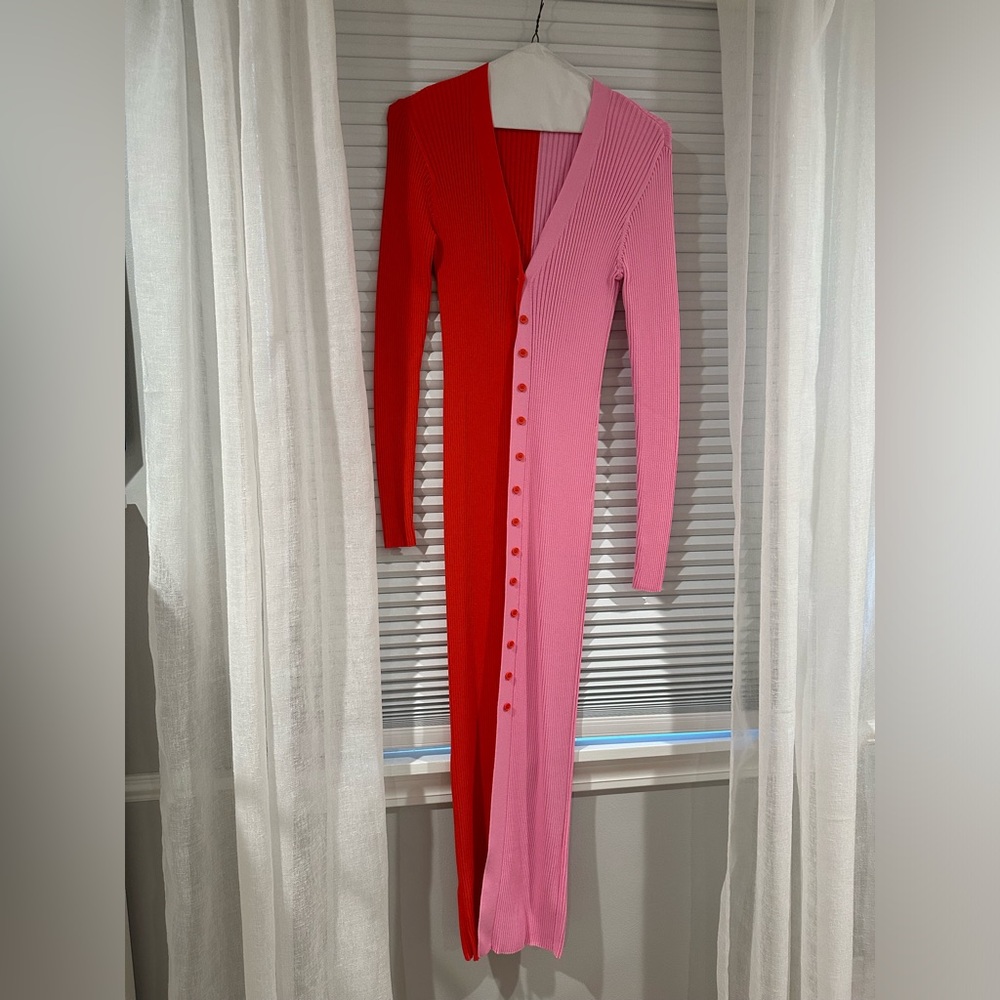 Staud sweater dress sz S pink and red